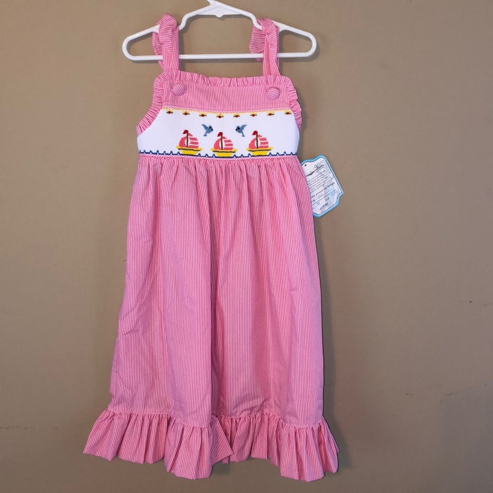 NWT size 3T Remember Nguyen Smocked Dress sailboat